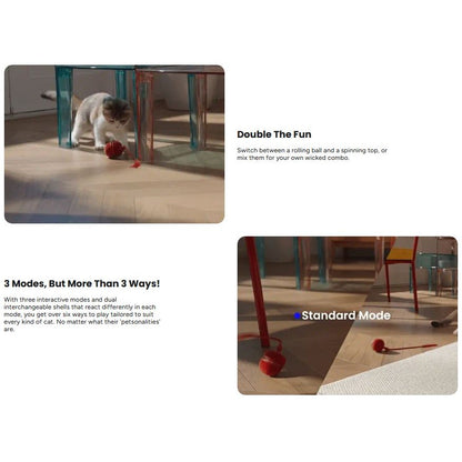 Cheerble Wicked Ball Duo 2 Interactive Smart Cat Toy Wickedball Vintage Red