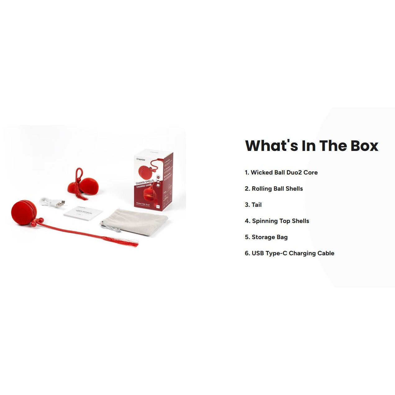 Cheerble Wicked Ball Duo 2 Interactive Smart Cat Toy Wickedball Vintage Red