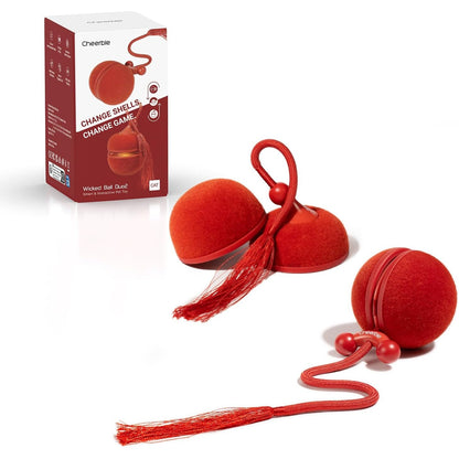 Cheerble Wicked Ball Duo 2 Interactive Smart Cat Toy Wickedball Vintage Red