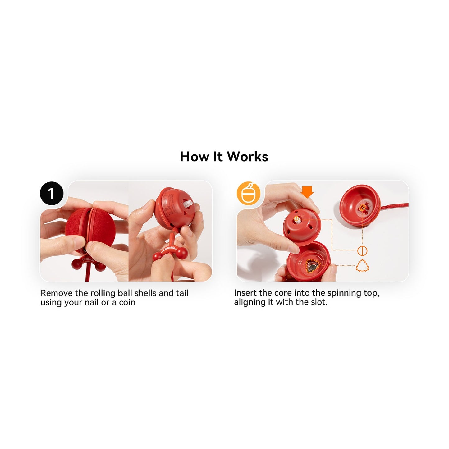 Cheerble Wicked Ball Duo 2 Interactive Smart Cat Toy Wickedball Vintage Red