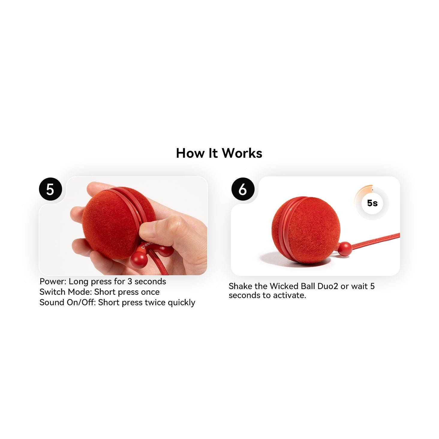 Cheerble Wicked Ball Duo 2 Interactive Smart Cat Toy Wickedball Vintage Red