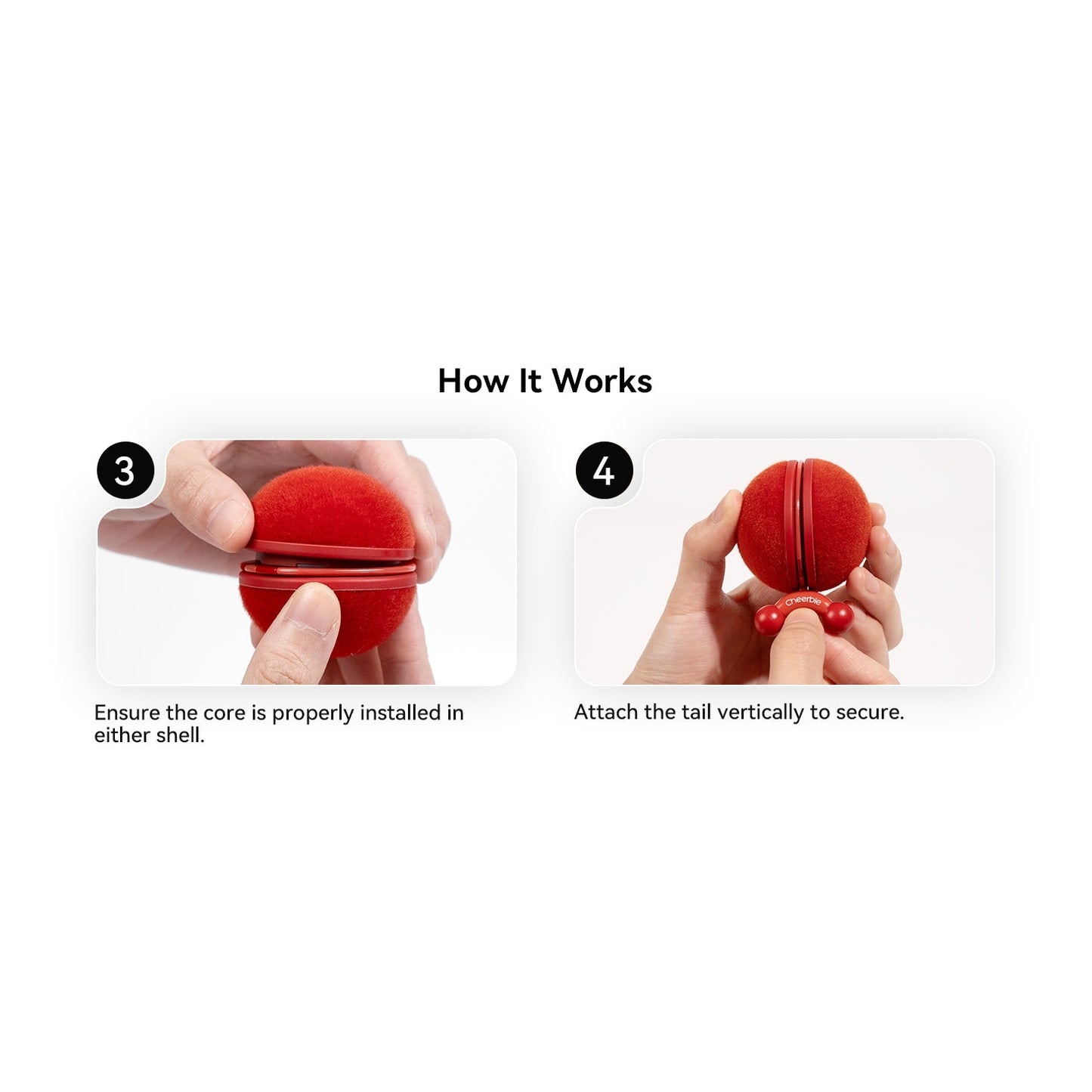 Cheerble Wicked Ball Duo 2 Interactive Smart Cat Toy Wickedball Vintage Red
