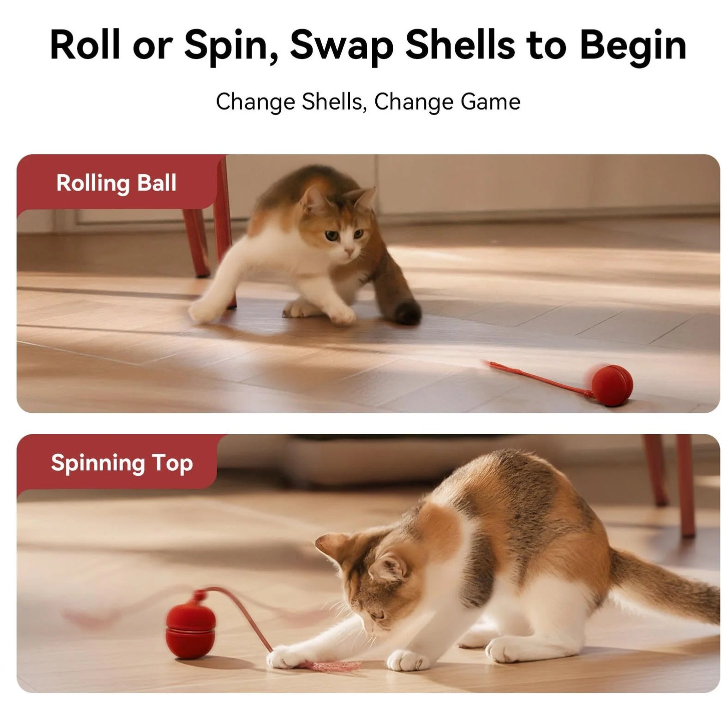 Cheerble Wicked Ball Duo 2 Interactive Smart Cat Toy Wickedball Vintage Red