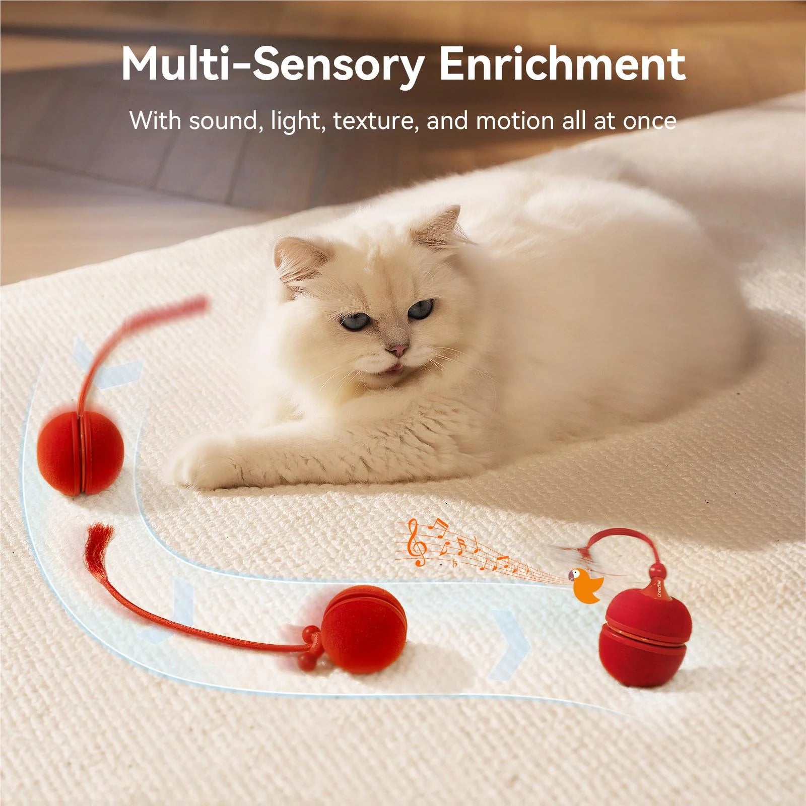 Cheerble Wicked Ball Duo 2 Interactive Smart Cat Toy Wickedball Vintage Red