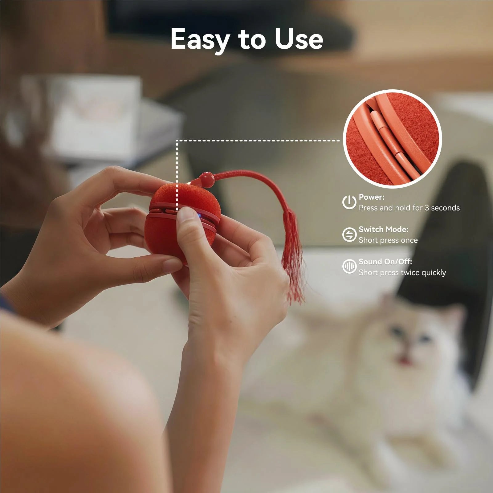 Cheerble Wicked Ball Duo 2 Interactive Smart Cat Toy Wickedball Vintage Red