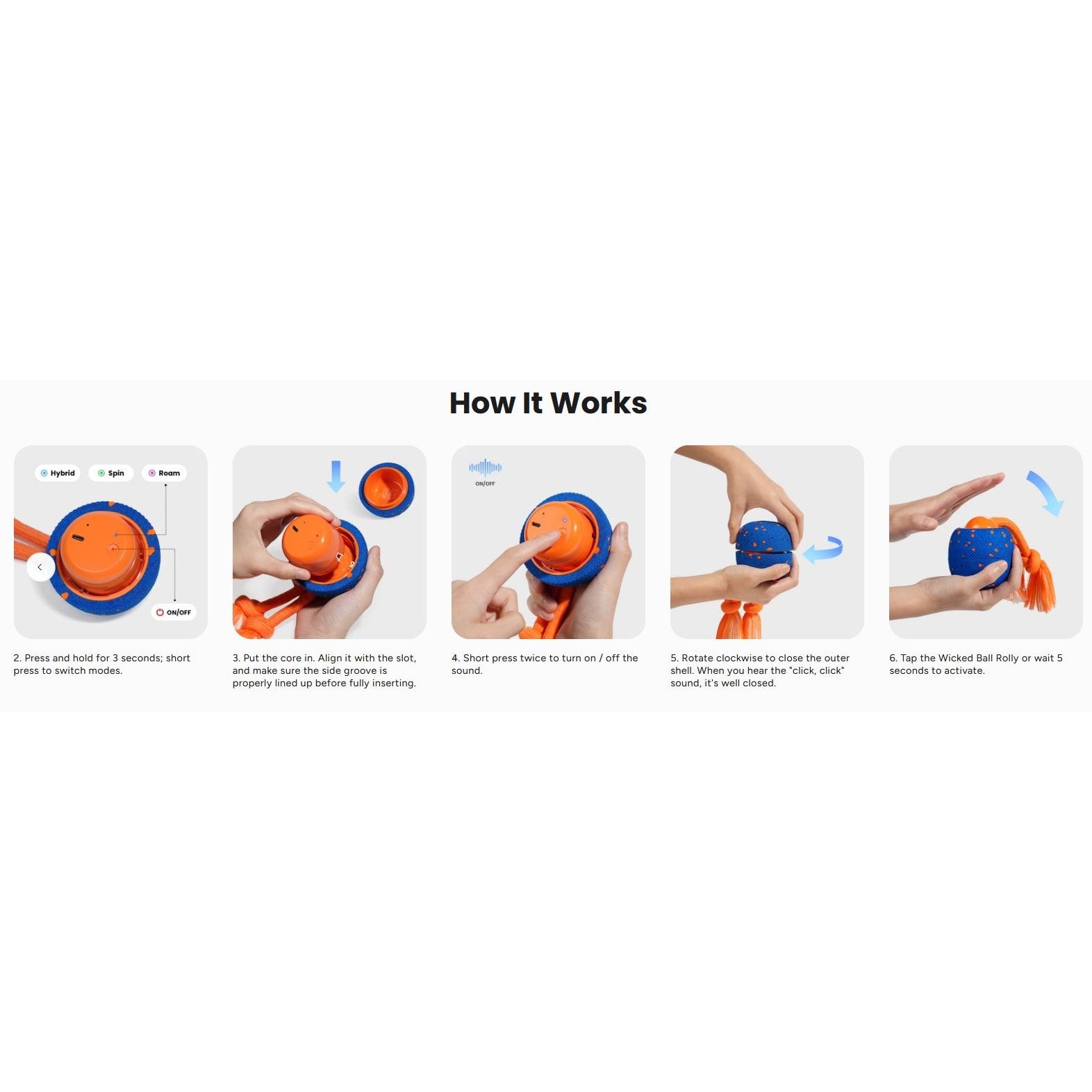 Cheerble Wicked Ball Rolly Interactive Dog Ball Smart Dog Toy Royal Blue