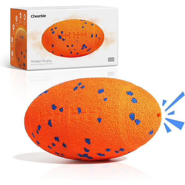 Cheerble Wicked Rugby Ball Interactive Dog Ball Smart Dog Toy Bright Orange