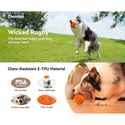 Cheerble Wicked Rugby Ball Interactive Dog Ball Smart Dog Toy Bright Orange