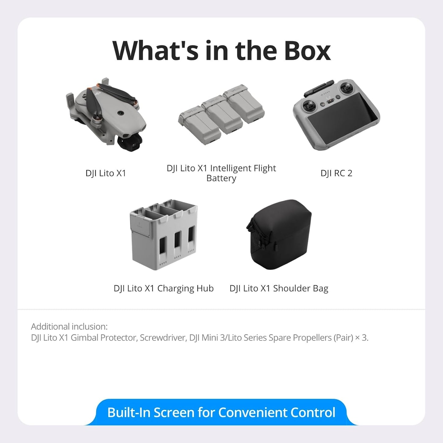 DJI Lito X1 Drone Fly More Combo with DJI RC 2 Remote Controller