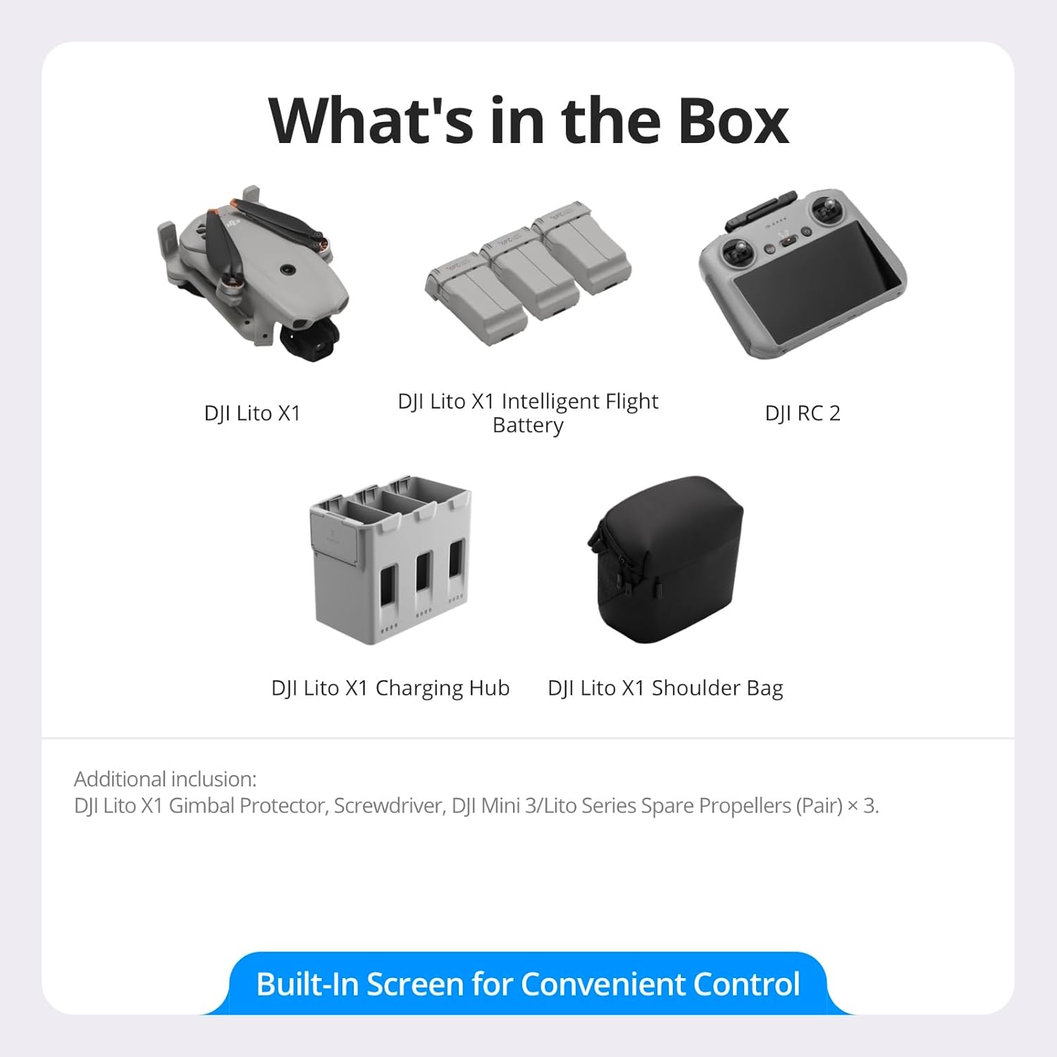 DJI Lito X1 Drone Fly More Combo with DJI RC 2 Remote Controller