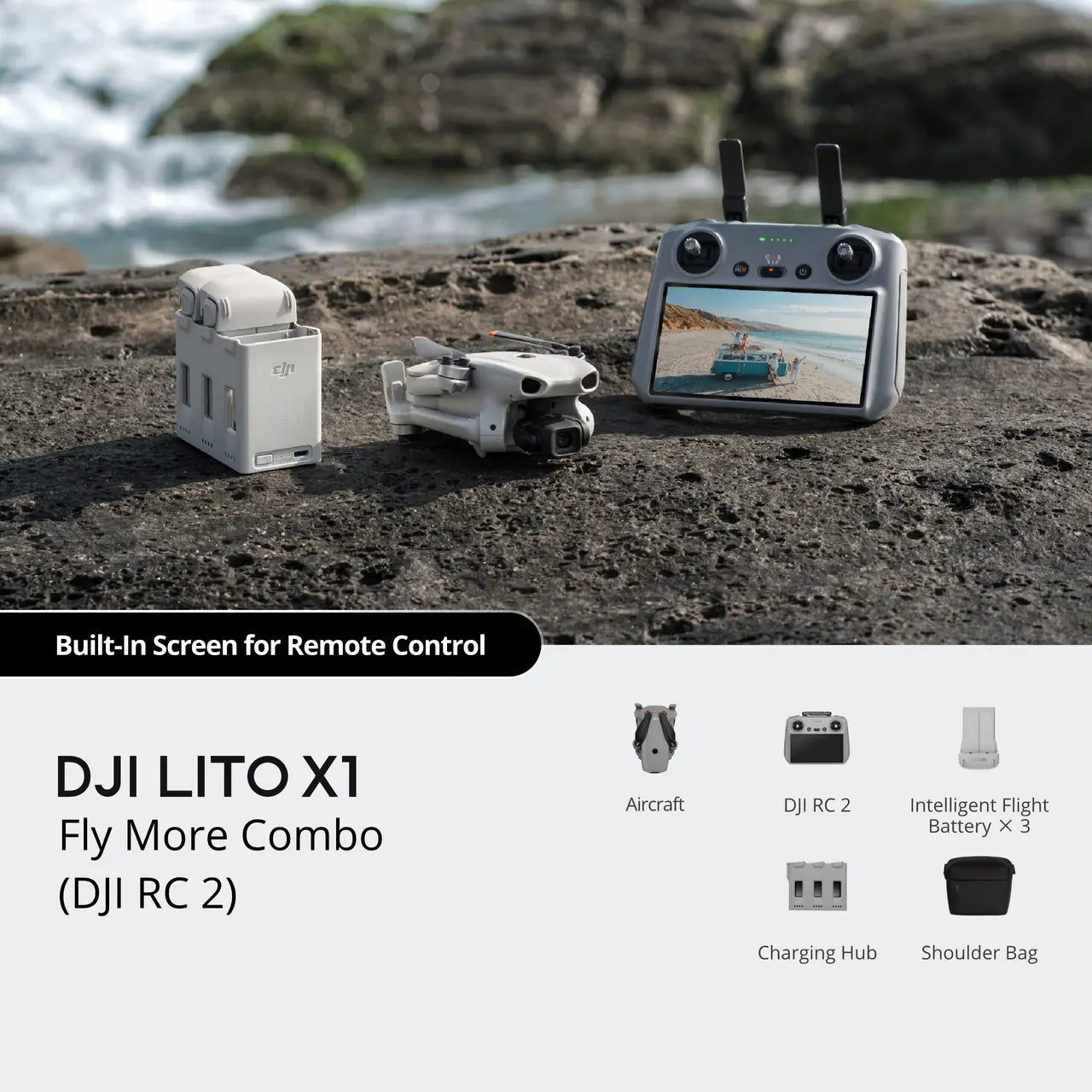 DJI Lito X1 Drone Fly More Combo with DJI RC 2 Remote Controller