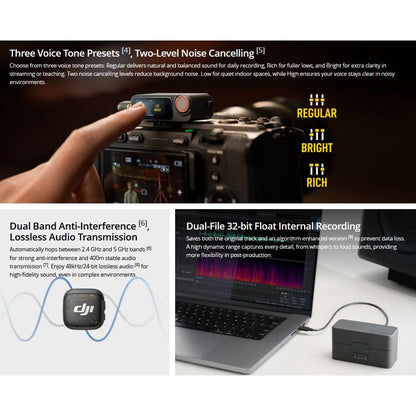 DJI Mic 3 2 TX + 1 RX + 1 Charging Case Compact 2-Person Digital Wireless Microphone System