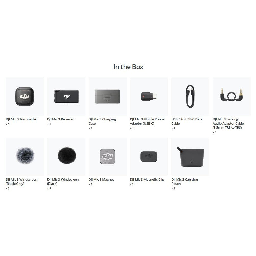 DJI Mic 3 2 TX + 1 RX + 1 Charging Case Compact 2-Person Digital Wireless Microphone System