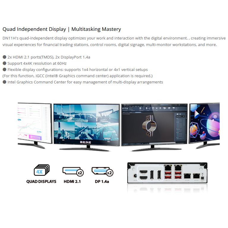 Shuttle AI XPC DN11H7 Intel Core Ultra 7 155H DDR5 M.2 Slim Computer Barebone Mini PC