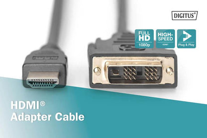Digitus HDMI 1.3 (Male) to DVI-D (Male) Monitor Cable AK-330300-020-S | 2m