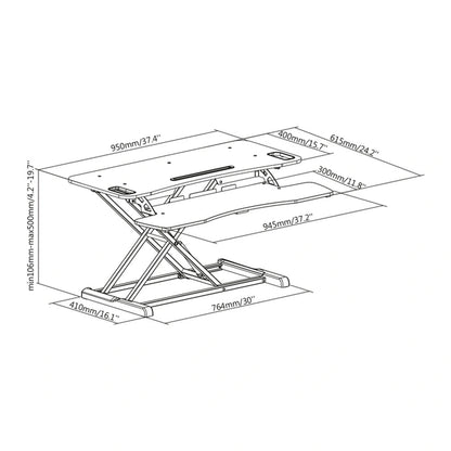 Digitus DA-90380-1 Ergonomic Height Adjustable Workspace Riser - Sit & Stand (Black)