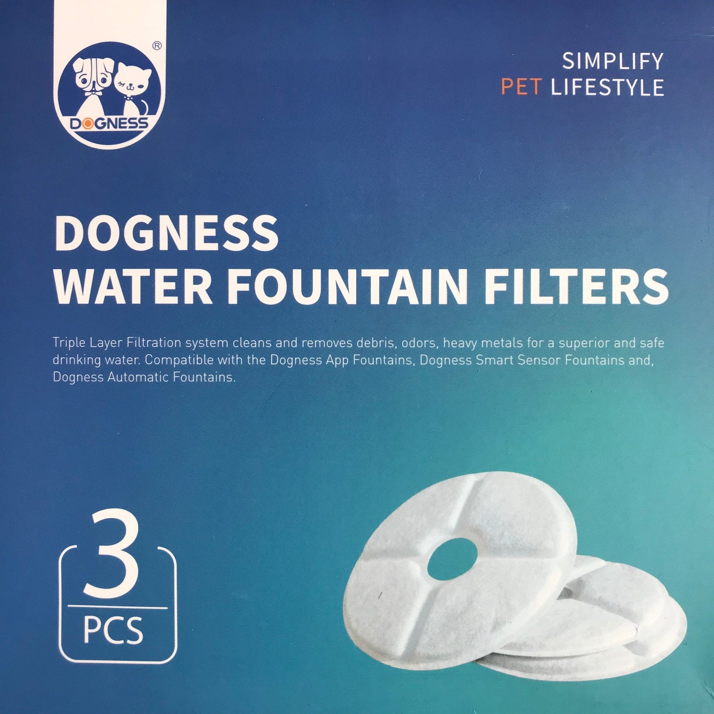 Dogness Replacement Filter for D07 D08 D09 Pet Water Fountain Filters 3-Pack