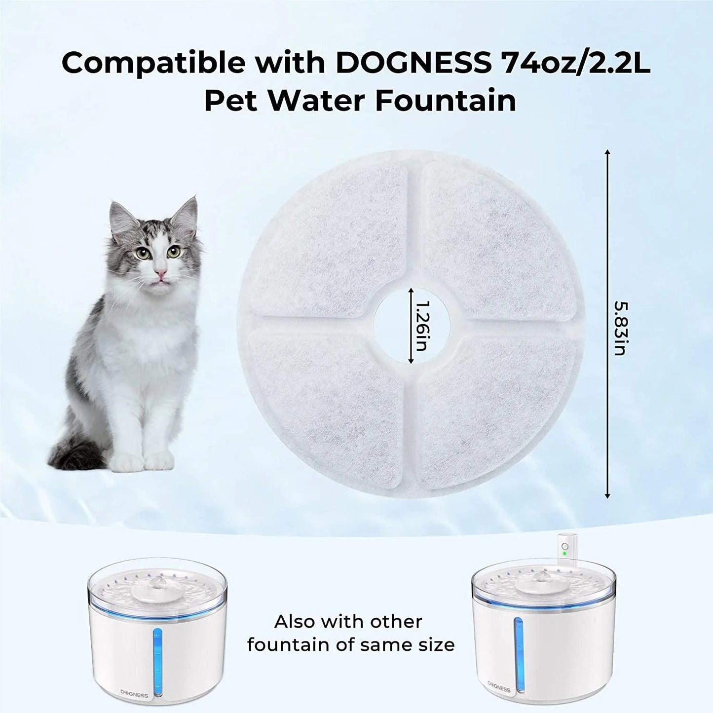Dogness Replacement Filter for D07 D08 D09 Pet Water Fountain Filters 3-Pack