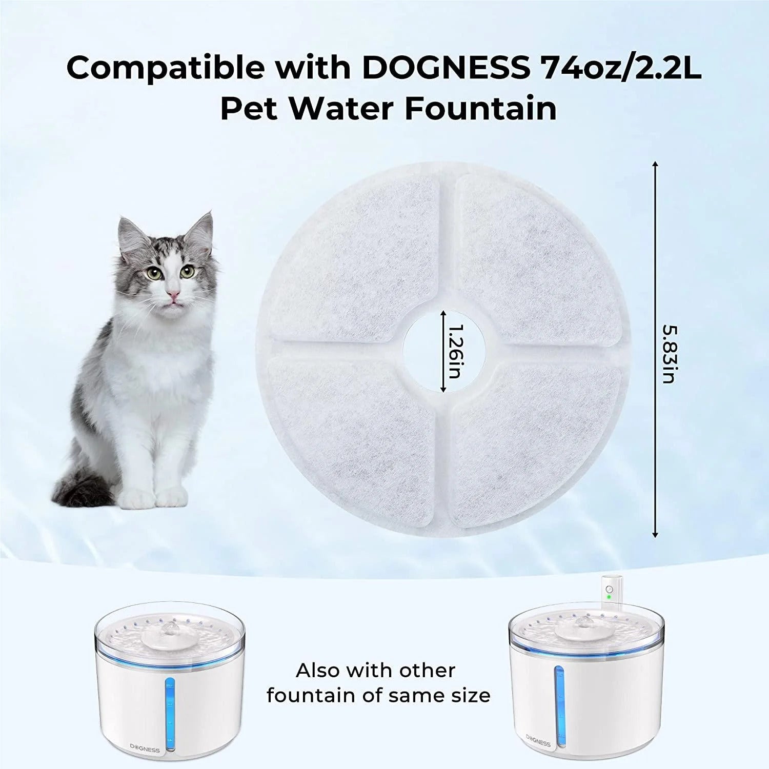 Dogness Replacement Filter for D07 D08 D09 Pet Water Fountain Filters 3-Pack