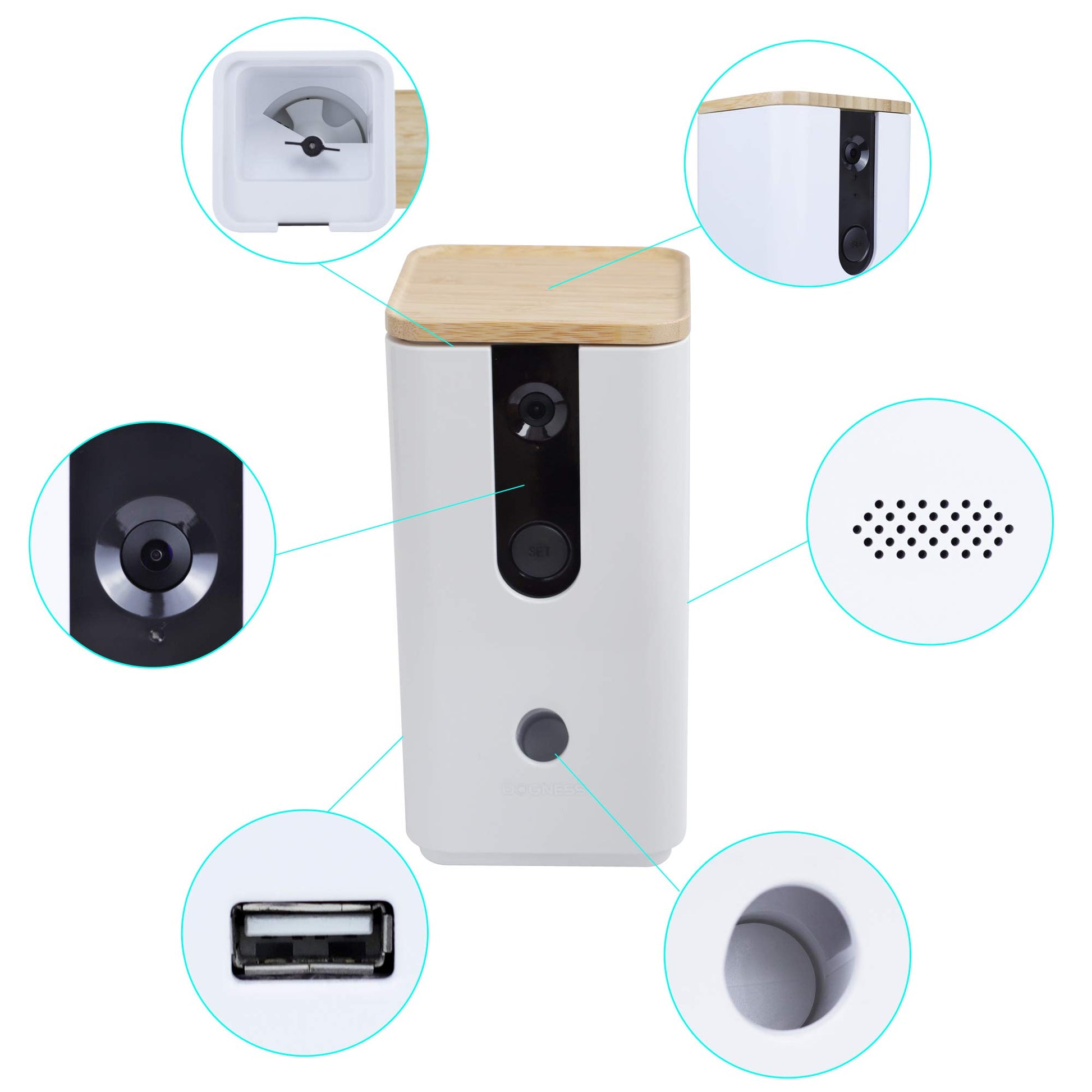 Dogness Smart App Camera Treater Automatic Pet Treat Dispenser Feeder White