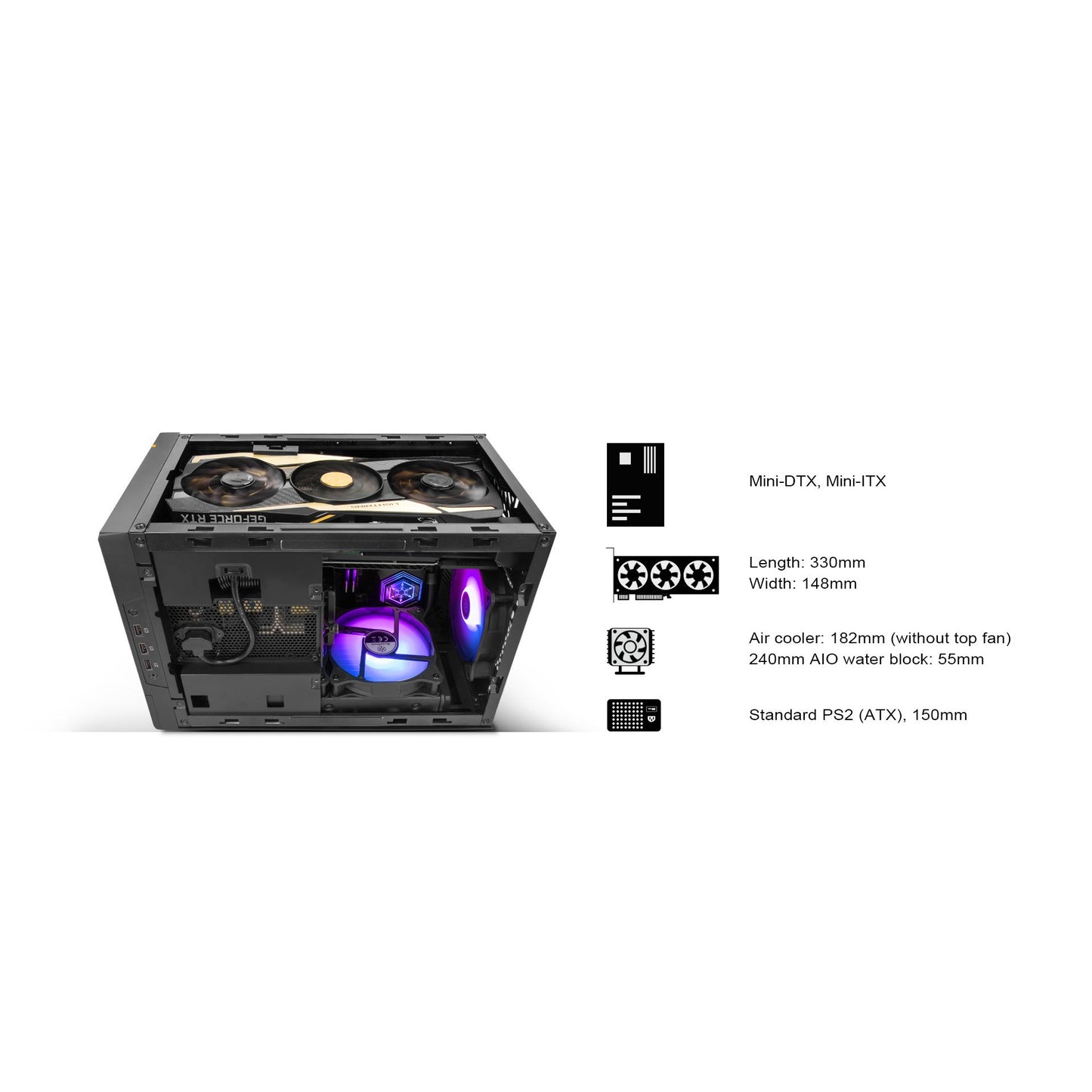 SilverStone Sugo 14 SG14B mini-ITX SFF Tower Case mITX Cube (Black)