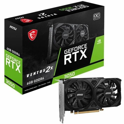 MSI NVIDIA GeForce RTX 3050 VENTUS 2X E 6G OC | 6GB GDDR6 | 8K UHD 7680 x 4320 | Graphics Card