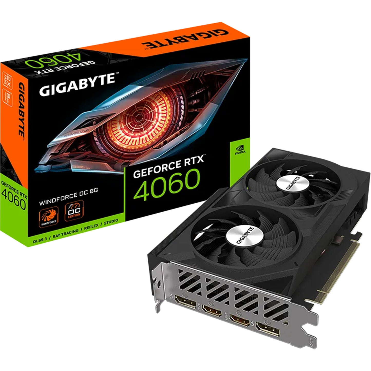 Gigabyte Nvidia GeForce RTX 4060 Windforce OC | 8GB GDDR6 | 8K UHD 7680 x 4320 | RTX4060 | Graphics Card