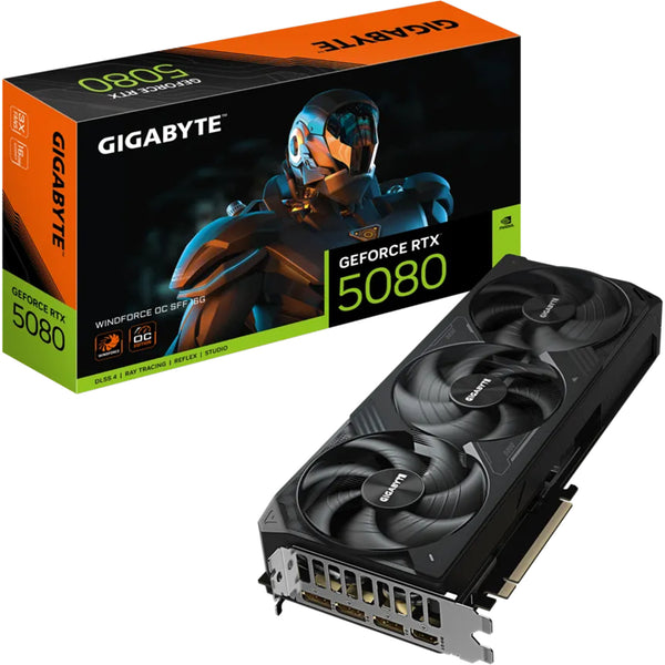 Gigabyte Nvidia GeForce RTX 5080 Windforce OC 16GB GDDR7 RTX5080 PCIE Graphics Card