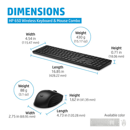 HP 650 Wireless Keyboard & Mouse Combo 4R013AA Black