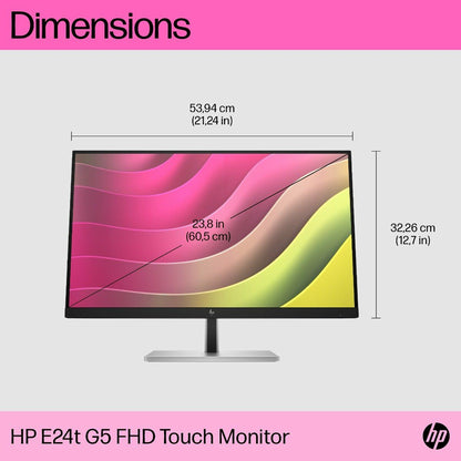 HP E24t G5 24" Touchscreen | Full HD 1920x1080 | 16:9 | 5ms | 75Hz IPS | E-Series Touch Monitor