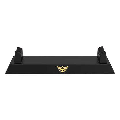 Black Hori display stand with gold Hylian Crest emblem for Ocarina controller