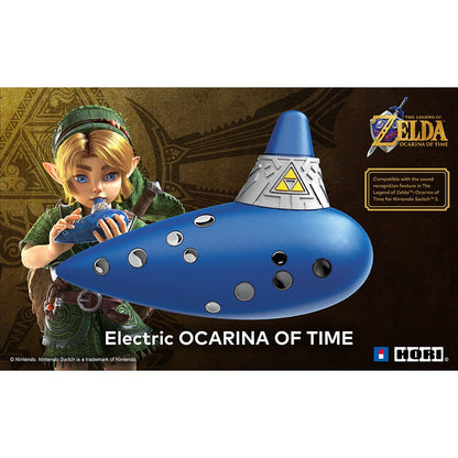 Hori Electric Ocarina of Time promotional graphic featuring Link and product render