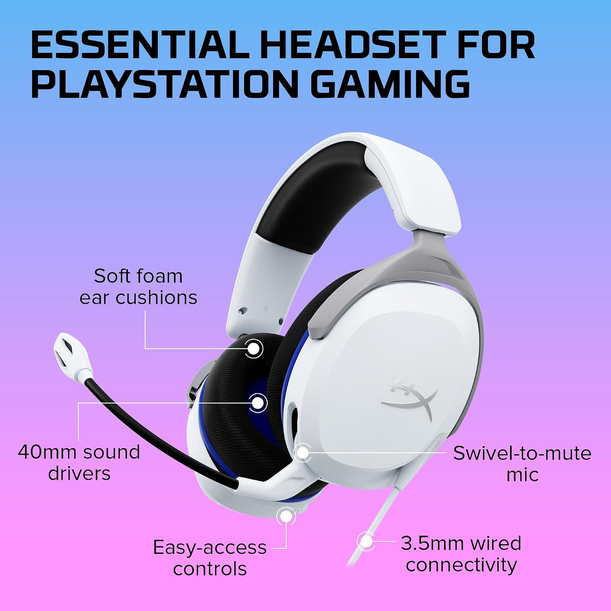 HyperX Cloud Stinger 2 Core Gaming Headset for Playstation White