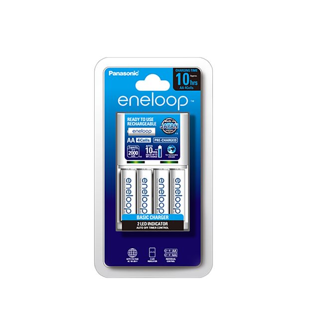 Panasonic Eneloop Overnight Charger + 4 AA Batteries (K-KJ51MCC4TA)