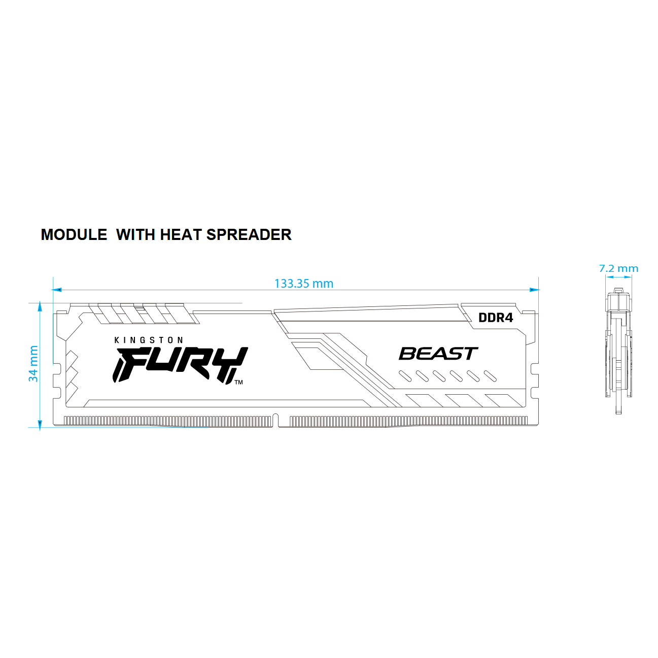 Kingston Fury Beast 32GB (2x16GB) 3200Mhz DDR4 CL16 Memory Desktop RAM Kit (Black)