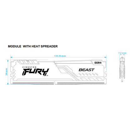 Kingston Fury Beast 32GB (2x16GB) 3200Mhz DDR4 CL16 Memory Desktop RAM Kit (Black)
