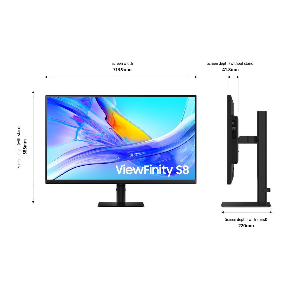 Samsung ViewFinity S8 S80UD LS32D804U 32" | 4K UHD 3840x2160 | 16:9 | 5ms | 60Hz VA | Business Monitor