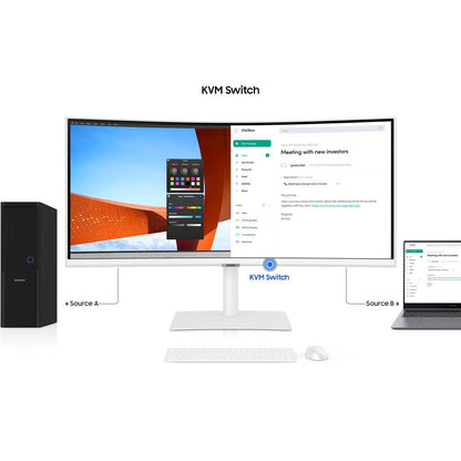 Samsung ViewFinity S6 S65TC 34" Curved | UWQHD 3440x1440 | 21:9 | 5ms | 100Hz VA | Thunderbolt 4 | Ultrawide Monitor (White)