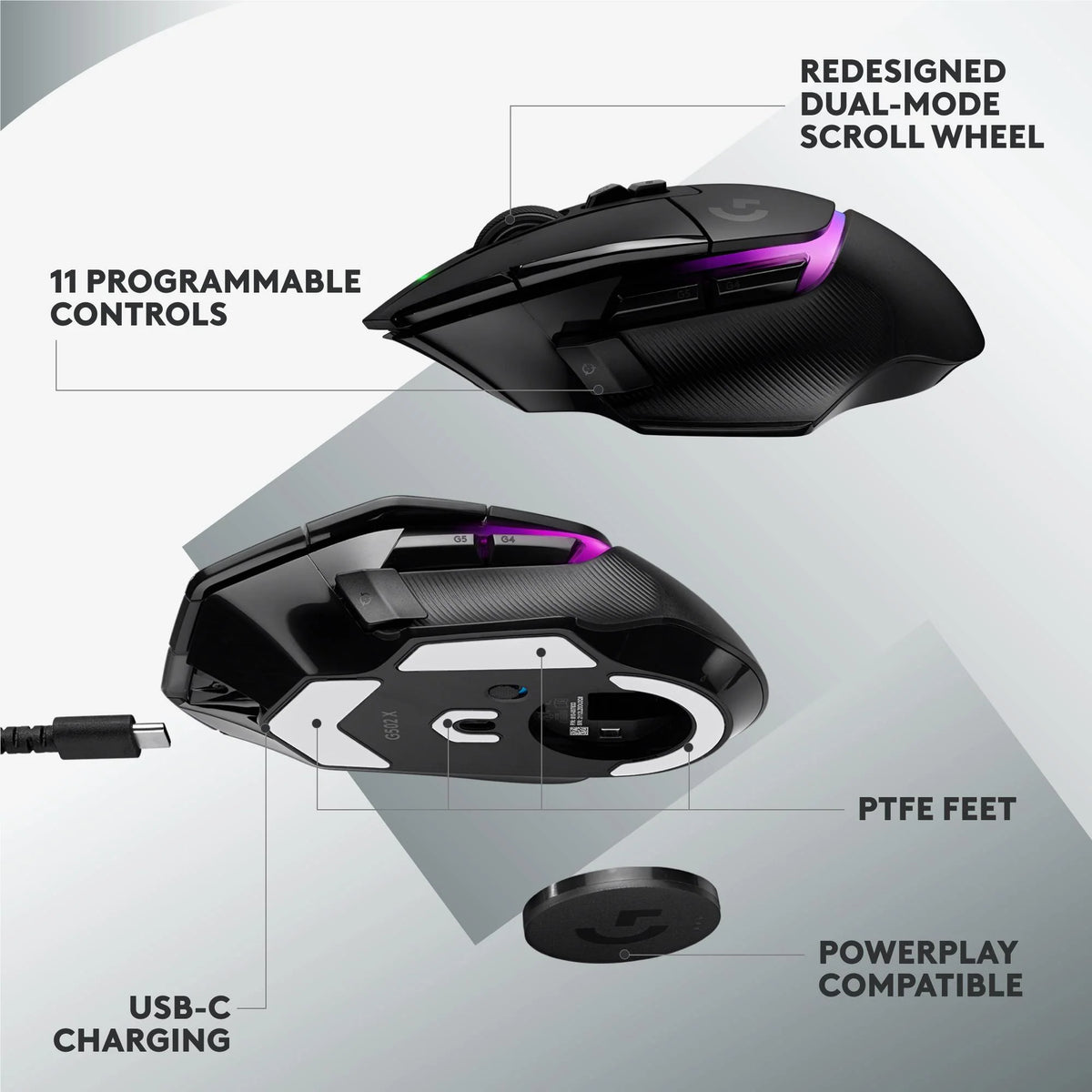 Logitech G G502 X Plus Wireless RGB Gaming Mouse G502X Black