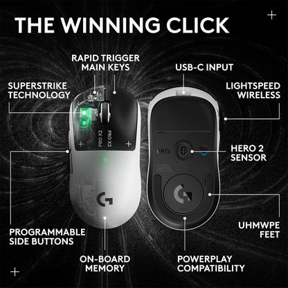 Logitech G Pro X2 Superstrike Lightspeed Wireless Gaming Mouse Lunar Eclipse