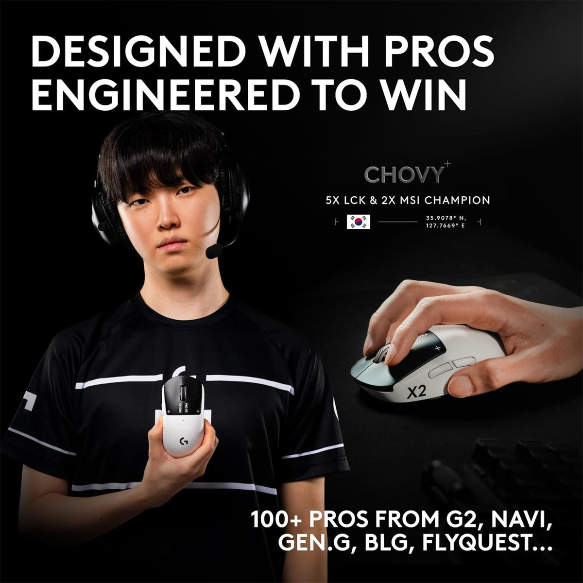 Logitech G Pro X2 Superstrike Lightspeed Wireless Gaming Mouse Lunar Eclipse