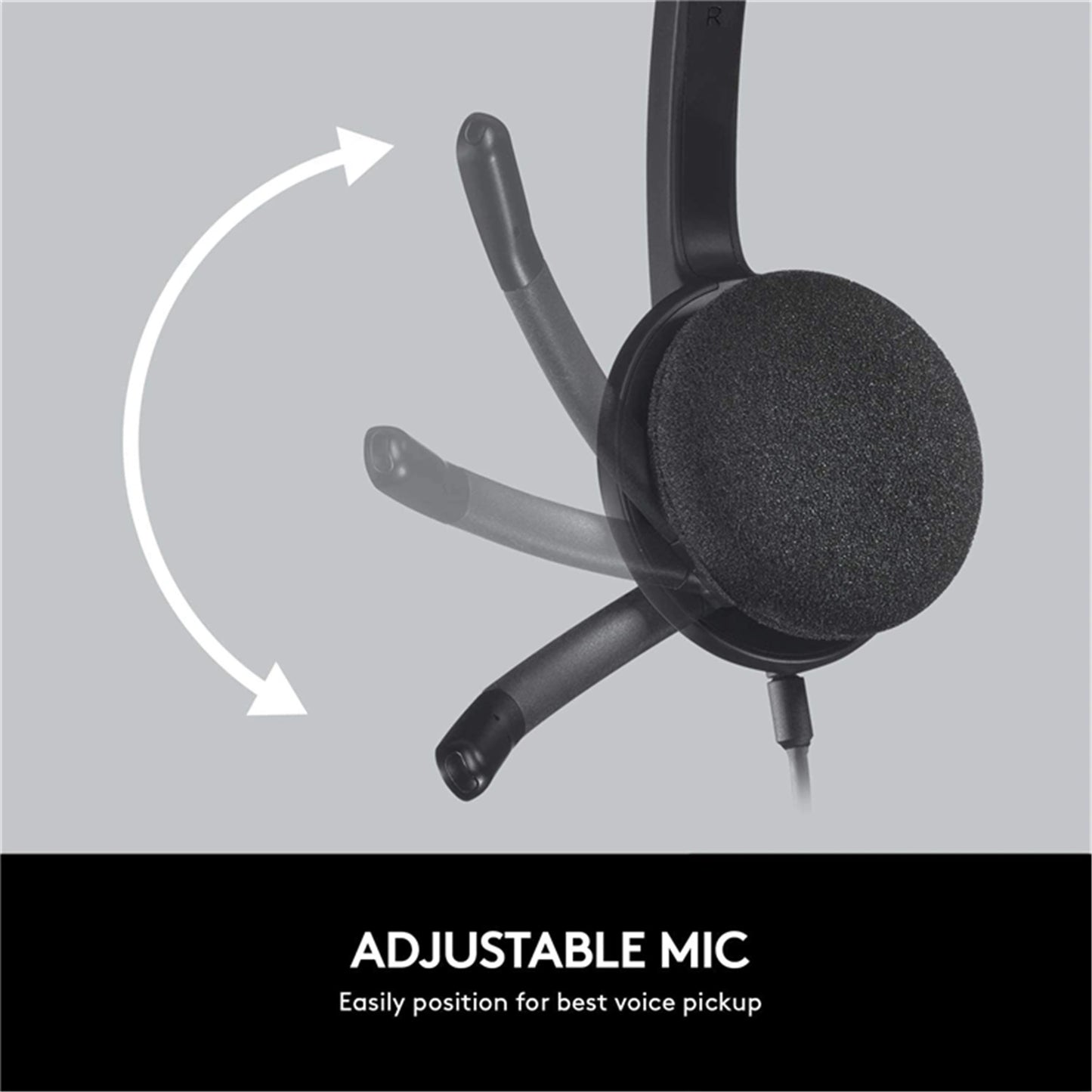 Logitech H340 USB Wired Stereo On-Ear Headset with Adjustable Mic Black