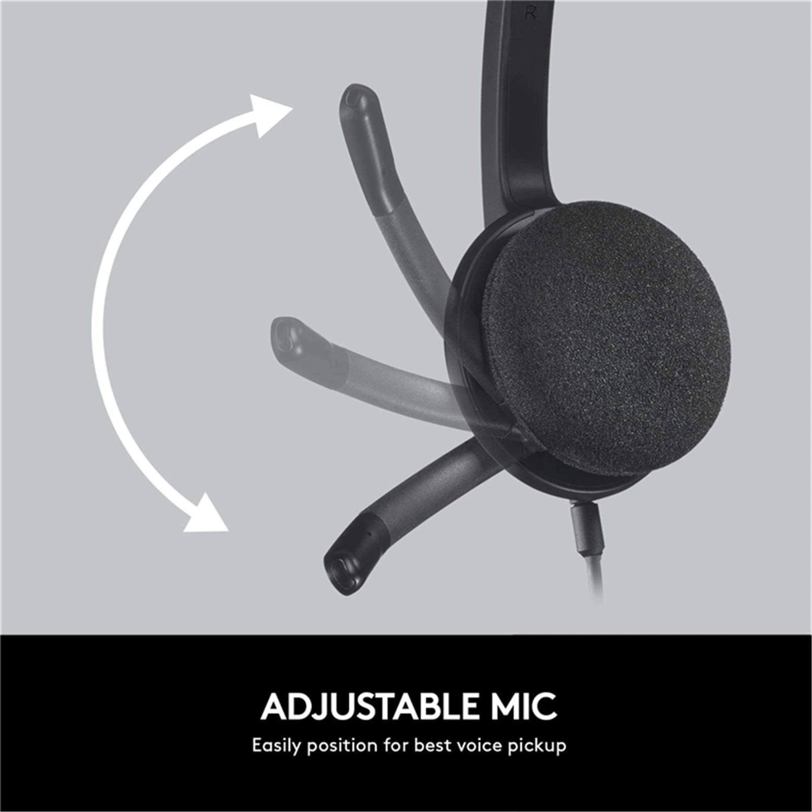 Logitech H340 USB Wired Stereo On-Ear Headset with Adjustable Mic Black
