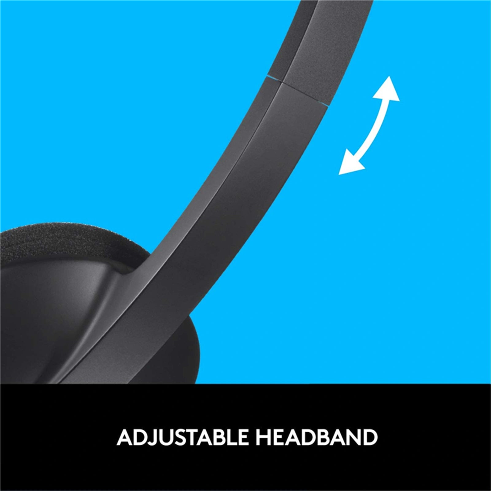 Logitech H340 USB Wired Stereo On-Ear Headset with Adjustable Mic Black