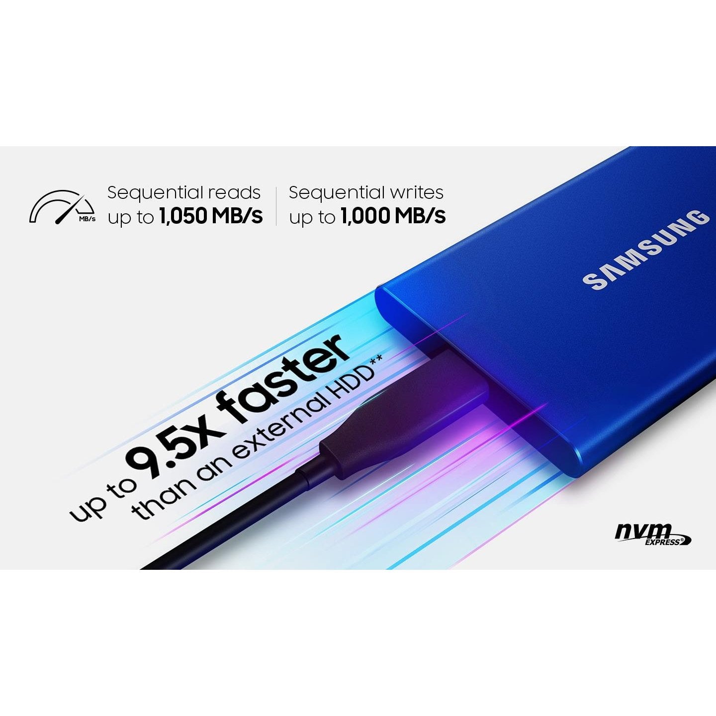 Samsung T7 2TB Portable External SSD (Indigo Blue)