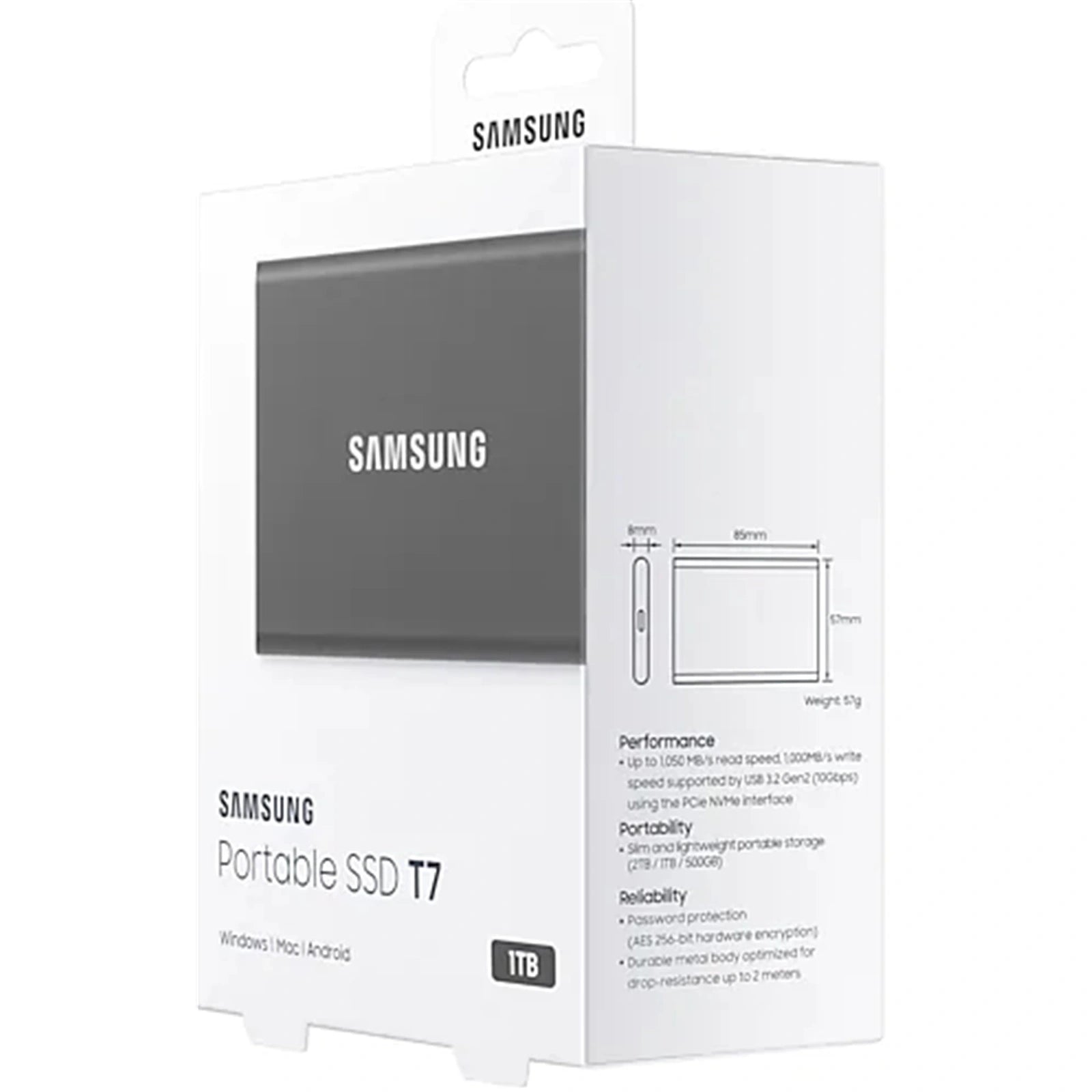 Samsung T7 1TB Portable External SSD Titan Grey
