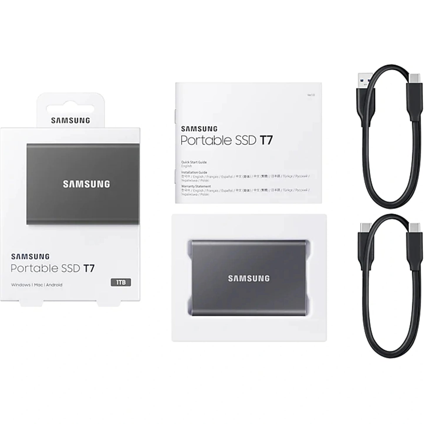 Samsung T7 1TB Portable External SSD Titan Grey