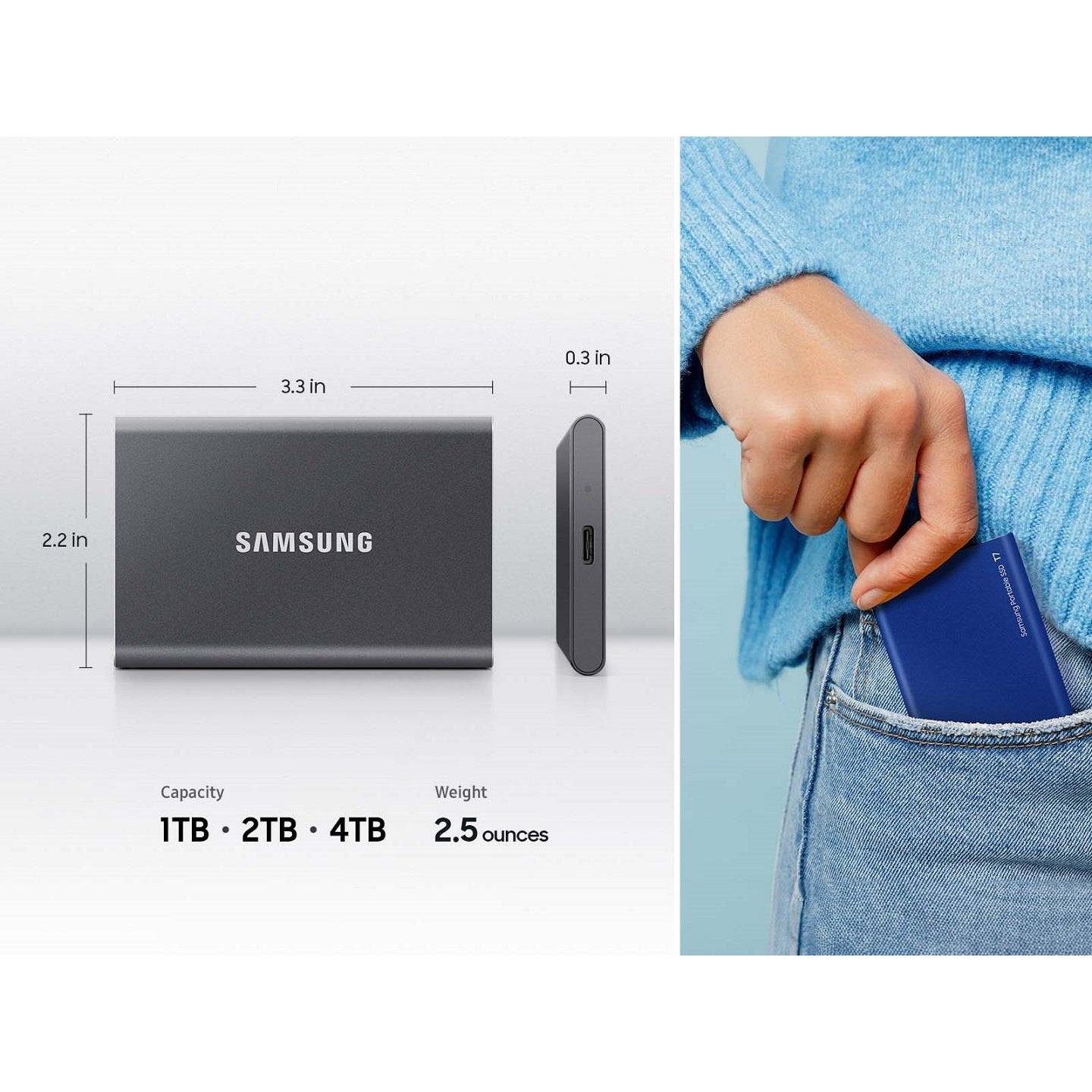 Samsung T7 1TB Portable External SSD Titan Grey