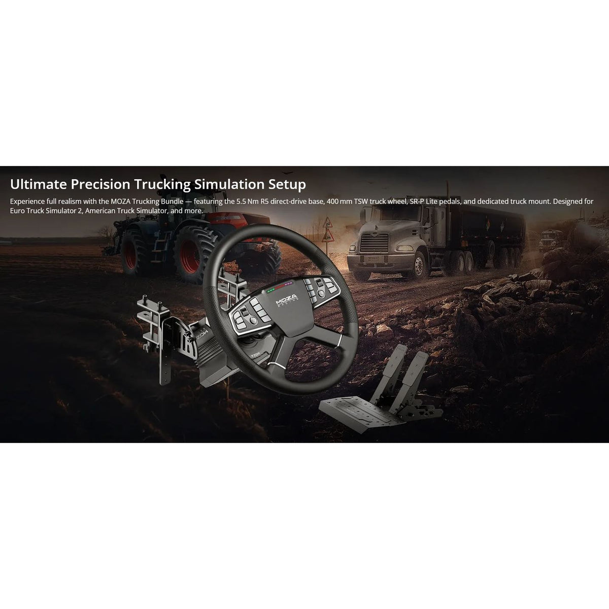 Moza R5 Truck Driving Simulator Trucking Bundle RS071 - PC Simulator Steering Wheel & Pedals