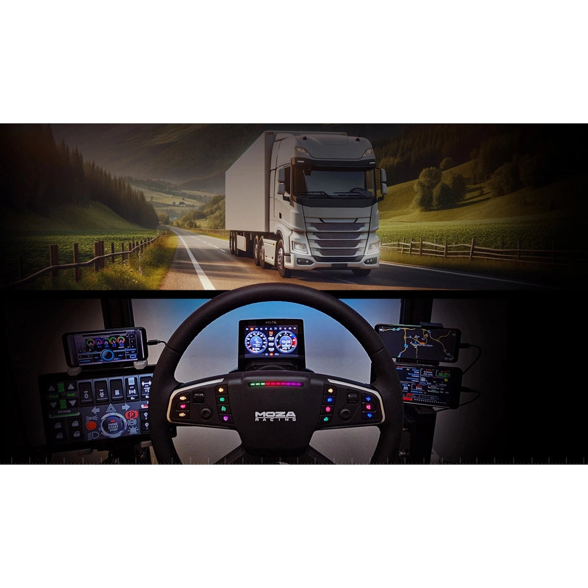 Moza R5 Truck Driving Simulator Trucking Bundle RS071 - PC Simulator Steering Wheel & Pedals